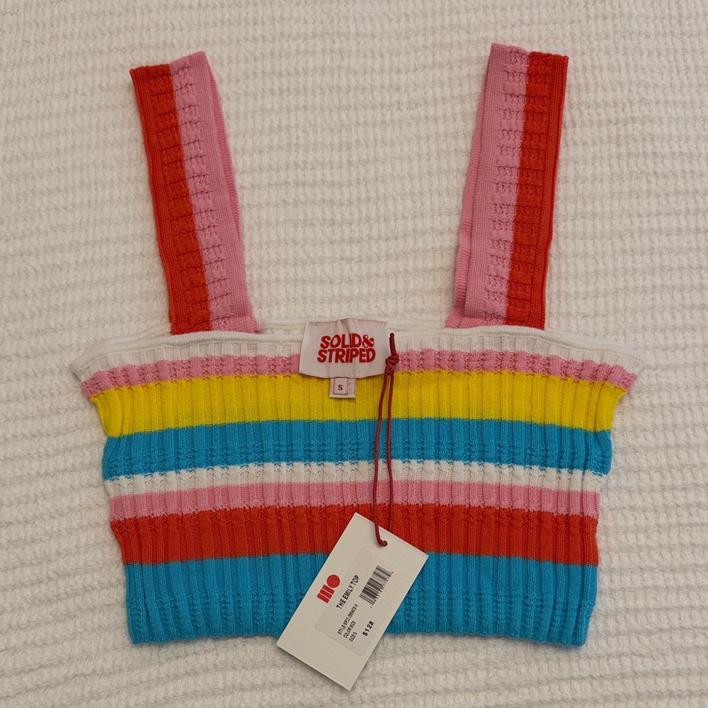 SOLID & STRIPED “The Lily” Colorful Knit Crop Top